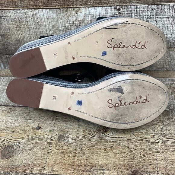 Splendid Felix Platform Wedge Sandals Ankle Wrap Neutral Stripe Black Size 9.5 - Picture 12 of 13